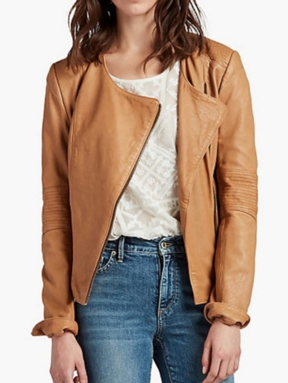 Lucky Brand City Leather Moto Jacket Size L